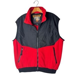 Obermeyer Vest Men Large Red Black‎ Fleece Full Zip Nevada Ski Gorpcore Outdoor